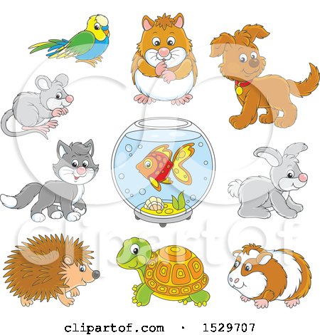 Clipart of Cute Pet Animals - Royalty Free Vector Illustration by Alex Bannykh