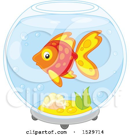 Clipart of a Pet Fish in a Bowl - Royalty Free Vector Illustration by Alex Bannykh