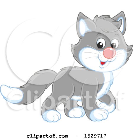 Clipart of a Cute Gray Cat - Royalty Free Vector Illustration by Alex Bannykh