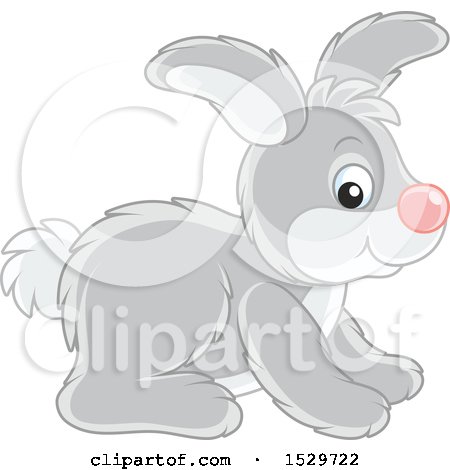 Clipart of a Cute Gray Rabbit - Royalty Free Vector Illustration by Alex Bannykh