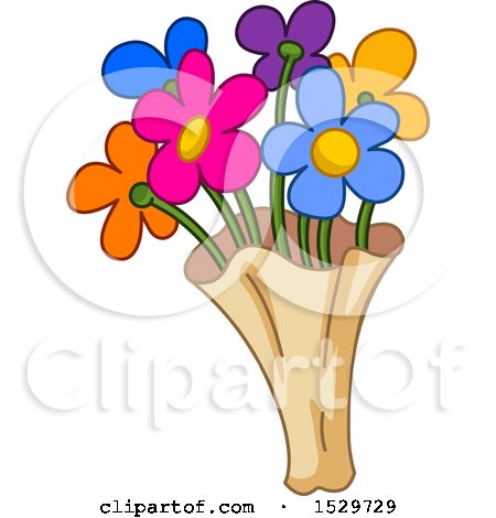 Clipart of a Cartoon Colorful Bouquet of Flowers - Royalty Free Vector Illustration by yayayoyo