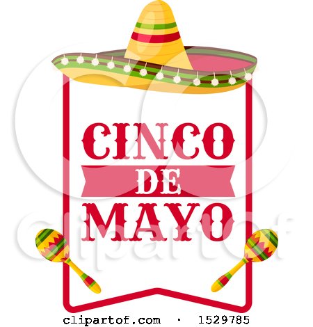 Clipart of a Cinco De Mayo Frame with a Sombrero and Maracas - Royalty Free Vector Illustration by Vector Tradition SM