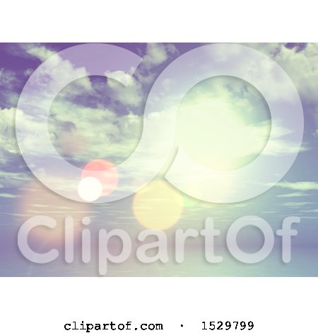 Clipart of a Cloudy Sky with Sunshine and Flares - Royalty Free Illustration by KJ Pargeter