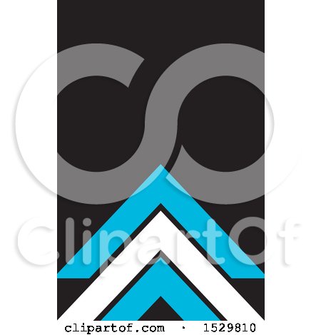 Clipart of a Black Business Card Design with White and Blue Roof Tops or Triangles - Royalty Free Vector Illustration by KJ Pargeter