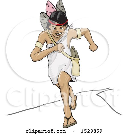Clipart of a Woman Aztec Running - Royalty Free Vector Illustration by David Rey