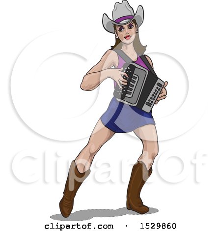 Clipart of a Woman Playing an Accordian - Royalty Free Vector Illustration by David Rey
