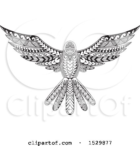 Clipart of a Tattoo Styled Flying Dove - Royalty Free Vector Illustration by patrimonio