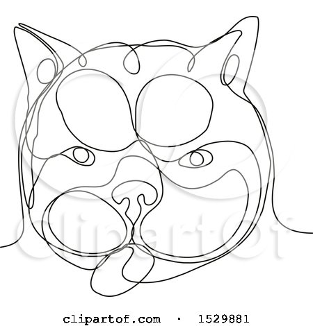 Clipart of a French Bulldog Face, Black and White Continuous Line Drawing Style - Royalty Free Vector Illustration by patrimonio
