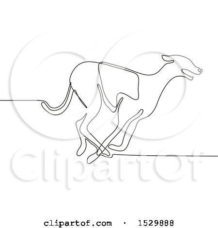 Clipart of a Racing Greyhound Dog, Black and White Continuous Line Drawing Style - Royalty Free Vector Illustration by patrimonio