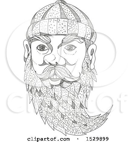 Clipart of a Sketched Face of Paul Bunyan - Royalty Free Vector Illustration by patrimonio