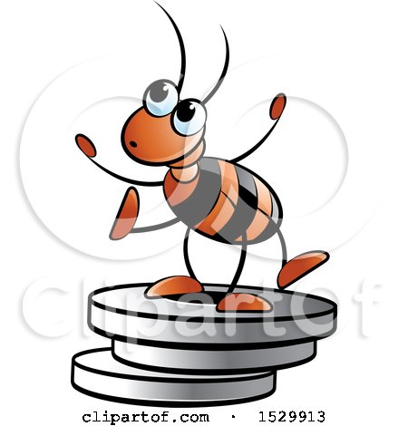 Clipart of a Red Ant on Plate Weights - Royalty Free Vector Illustration by Lal Perera