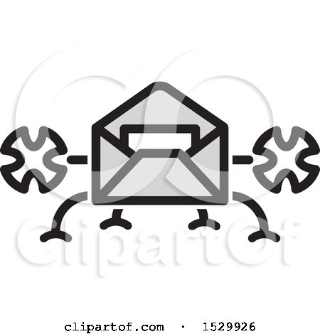 Clipart of a Landing Delivery Envelope Drone - Royalty Free Vector Illustration by Lal Perera