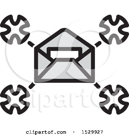Clipart of a Delivery Envelope Drone - Royalty Free Vector Illustration by Lal Perera