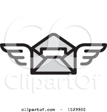 Clipart of a Winged Envelope Flying - Royalty Free Vector Illustration by Lal Perera