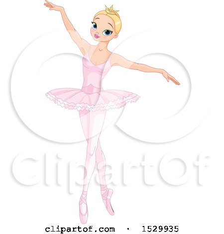 Clipart of a Pretty Blond Princess Ballerina Dancing - Royalty Free Vector Illustration by Pushkin