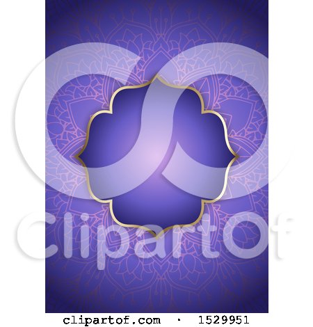 Clipart of a Purple and Gold Mandala Wedding Save the Date Invite Design - Royalty Free Vector Illustration by KJ Pargeter
