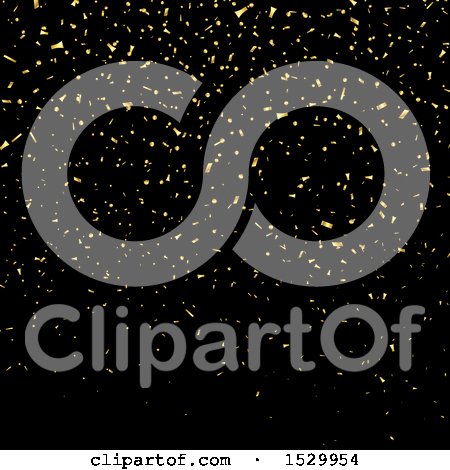 Clipart of a Gold Confetti on Black Party Background - Royalty Free Vector Illustration by KJ Pargeter