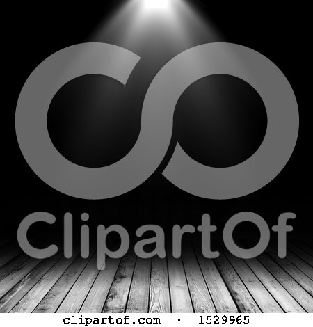 Clipart of a Light Shining down in a Dark Room with Wooden Floors - Royalty Free Illustration by KJ Pargeter