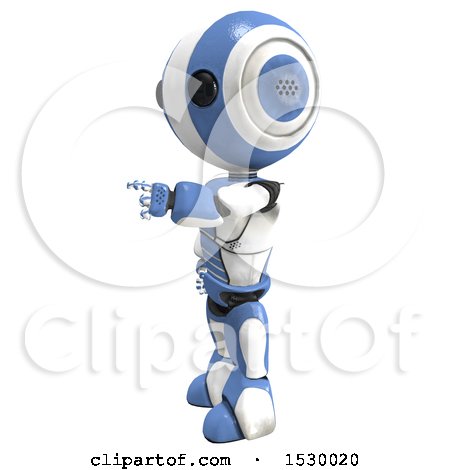 Clipart of a 3d Ao Maru Robot Pointing to the Left - Royalty Free Illustration by Leo Blanchette
