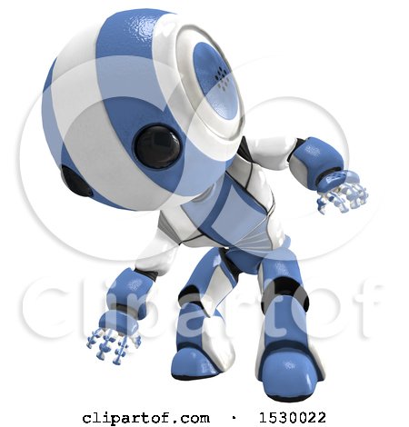 Clipart of a 3d Ao Maru Robot Bending over to Pick Something up - Royalty Free Illustration by Leo Blanchette