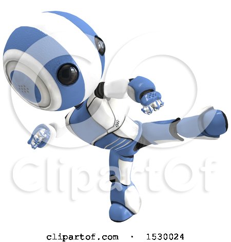 Clipart of a 3d Ao Maru Robot Fighter Kicking - Royalty Free Illustration by Leo Blanchette