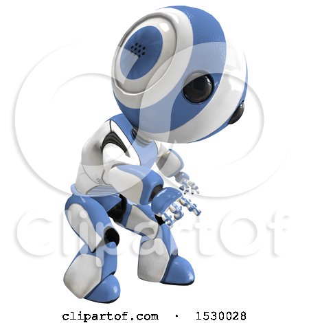 Clipart of a 3d Curious Ao Maru Robot - Royalty Free Illustration by Leo Blanchette