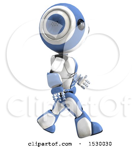 Clipart of a 3d Ao Maru Robot Walking - Royalty Free Illustration by Leo Blanchette