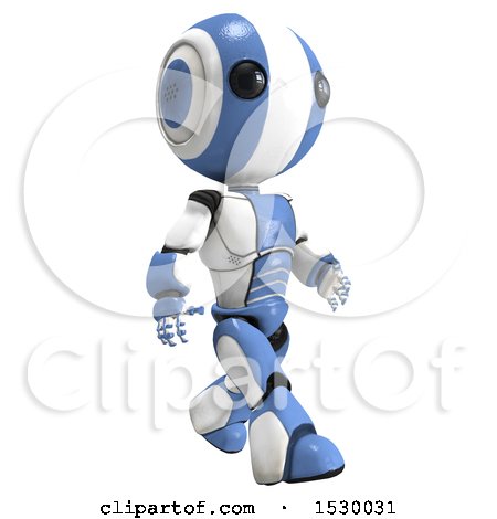 Clipart of a 3d Ao Maru Robot Walking - Royalty Free Illustration by Leo Blanchette
