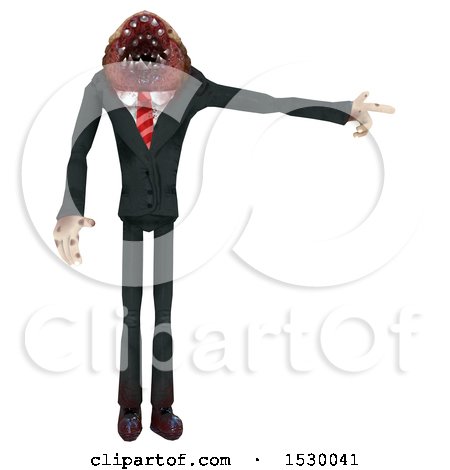 Clipart of a 3d Professional Parasite Pointing - Royalty Free Illustration by Leo Blanchette