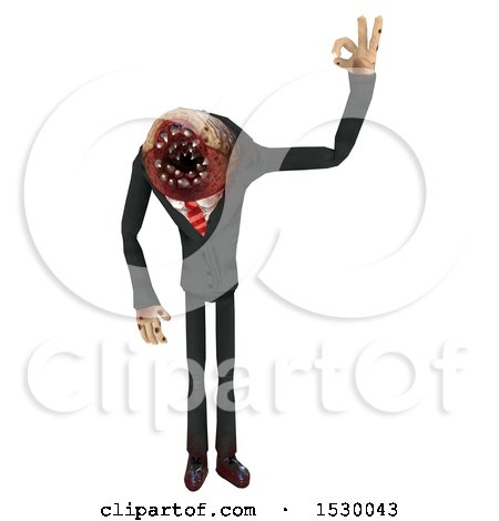 Clipart of a 3d Professional Parasite Gesturing Perfect or Ok - Royalty Free Illustration by Leo Blanchette