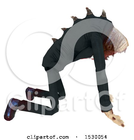 Clipart of a 3d Professional Parasite Crawling - Royalty Free Illustration by Leo Blanchette