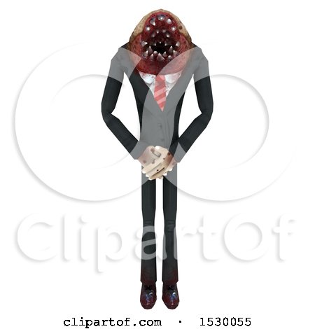Clipart of a 3d Professional Parasite Covering Its Crotch - Royalty Free Illustration by Leo Blanchette