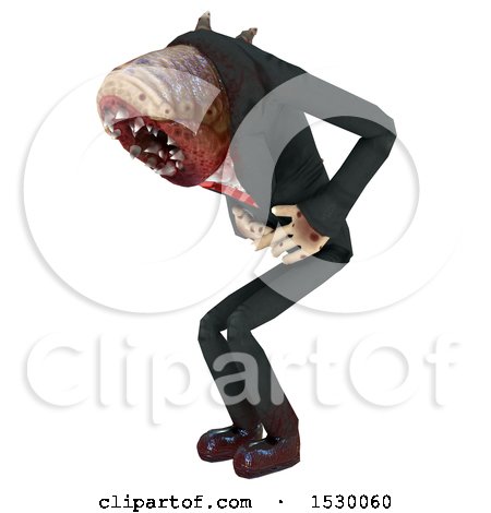 Clipart of a 3d Professional Parasite Bent over in Pain - Royalty Free Illustration by Leo Blanchette