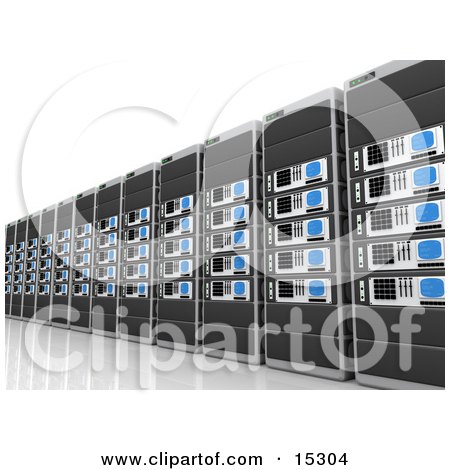 Wall Of Computer Server Towers Clipart Illustration Image by 3poD