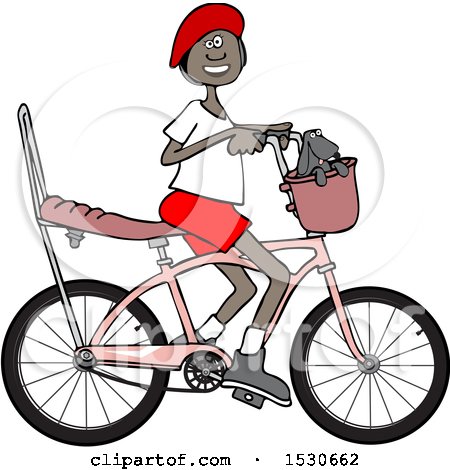 Clipart of a Happy Black Girl Riding a Stingray Bicycle - Royalty Free Vector Illustration by djart