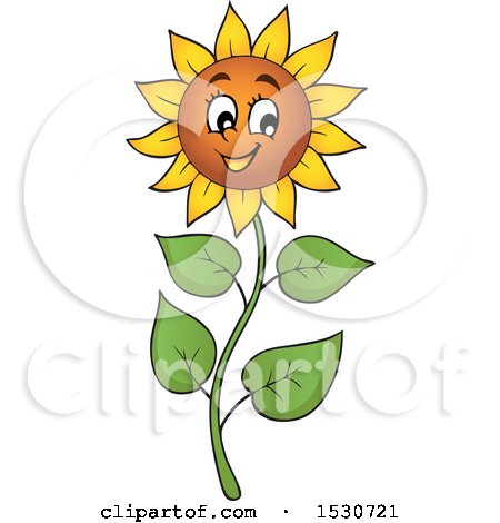 Clipart of a Happy Sunflower Character - Royalty Free Vector Illustration by visekart