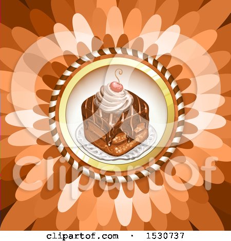 Clipart of a Flower Petal Background with a Cake - Royalty Free Vector Illustration by merlinul
