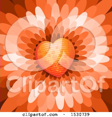 Clipart of a Flower Petal Background with a Love Heart - Royalty Free Vector Illustration by merlinul