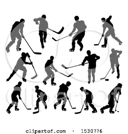 Clipart of Silhouetted Hockey Players - Royalty Free Vector Illustration by AtStockIllustration