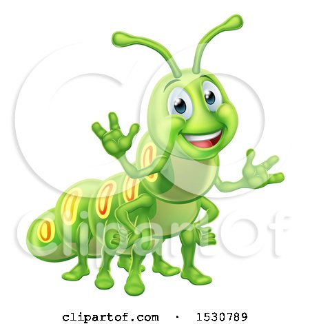 Clipart of a Happy Green Caterpillar - Royalty Free Vector Illustration by AtStockIllustration