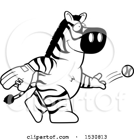 Clipart of a Cartoon Black and White Zebra Baseball Pitcher - Royalty Free Vector Illustration by Cory Thoman