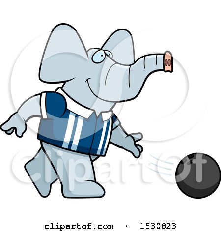 Clipart of a Cartoon Elephant Bowling - Royalty Free Vector Illustration by Cory Thoman