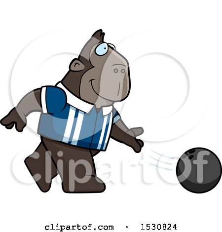 Clipart of a Cartoon Gorilla Bowling - Royalty Free Vector Illustration by Cory Thoman
