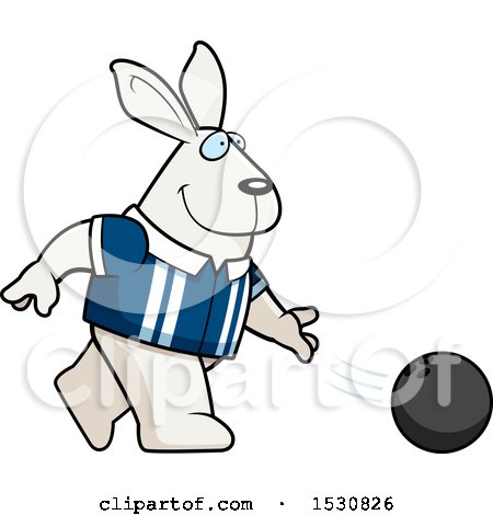 Clipart of a Cartoon Rabbit Bowling - Royalty Free Vector Illustration by Cory Thoman