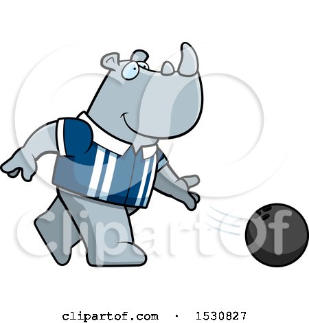 Clipart of a Cartoon Rhino Bowling - Royalty Free Vector Illustration by Cory Thoman