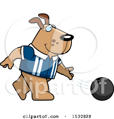 Clipart of a Cartoon Dog Bowling - Royalty Free Vector Illustration by Cory Thoman