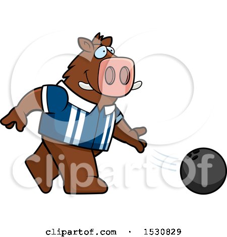 Clipart of a Cartoon Boar Bowling - Royalty Free Vector Illustration by Cory Thoman