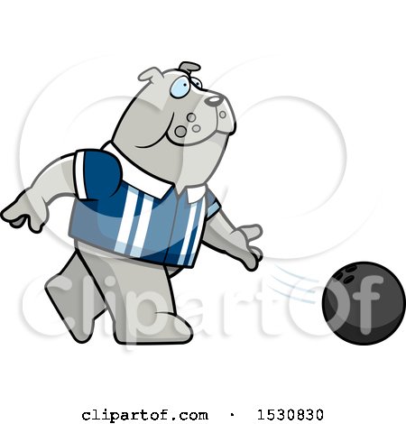 Clipart of a Cartoon Bulldog Bowling - Royalty Free Vector Illustration by Cory Thoman