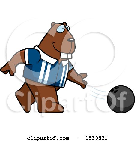 Clipart of a Cartoon Beaver Bowling - Royalty Free Vector Illustration by Cory Thoman