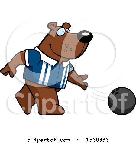 Clipart of a Cartoon Bear Bowling - Royalty Free Vector Illustration by Cory Thoman